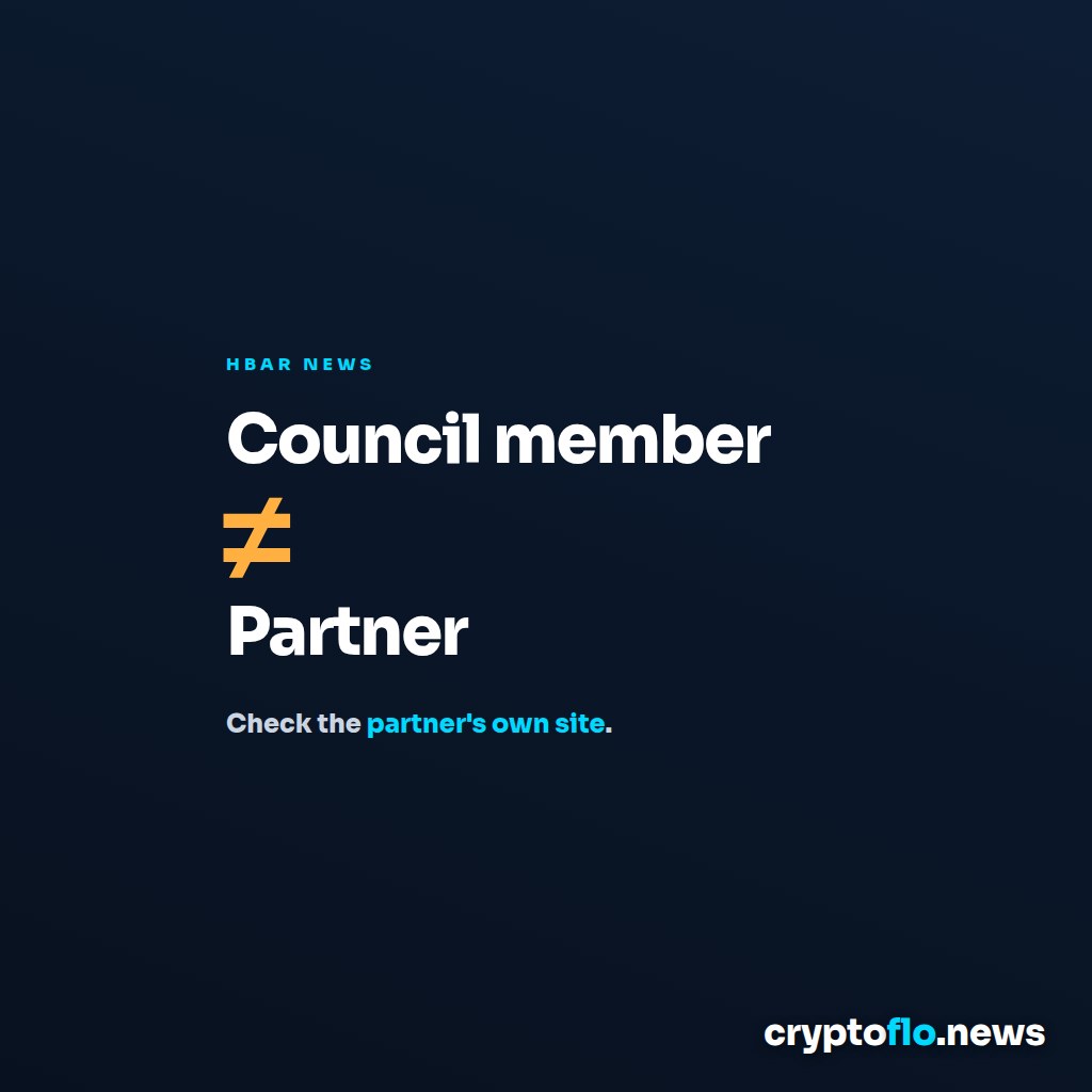 A typographic poster headed HBAR news reading Council member, a large amber not-equal sign, then Partner, above the line Check the partner's own site.