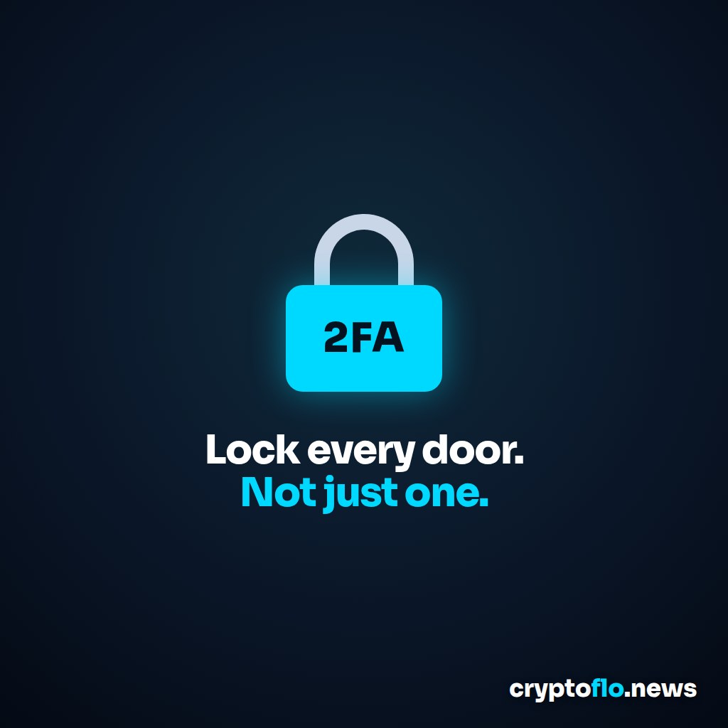 A glowing cyan padlock labelled 2FA above the words Lock every door. Not just one.