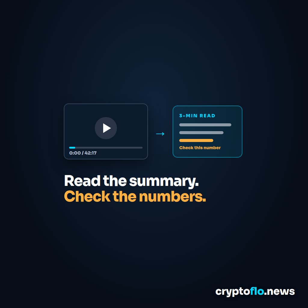 A video player showing 0:00 of 42:17 with an arrow to a short 3-minute-read card with one line flagged Check this number, above the words Read the summary. Check the numbers.